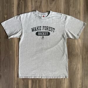 Vintage Nike Wake Forest University Hockey T-Shirt Size M 1990s Gray Painter